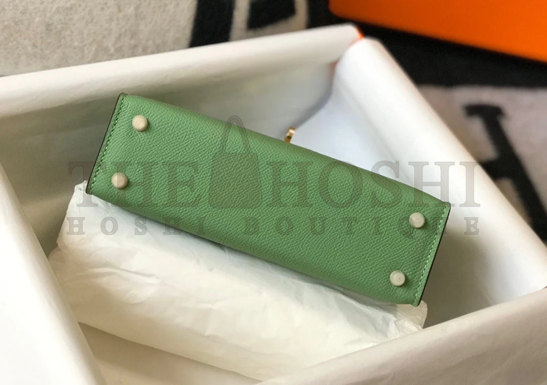 H**me5 Kelly Mini II Sellier Bag In Vert Criquet Epsom Leather GHW Master Quality