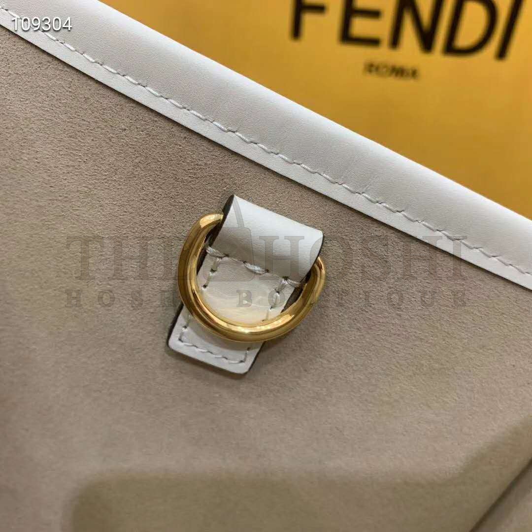 F**di Women Sunshine Shopper Bag White Leather “F**di ROMA” Master Quality