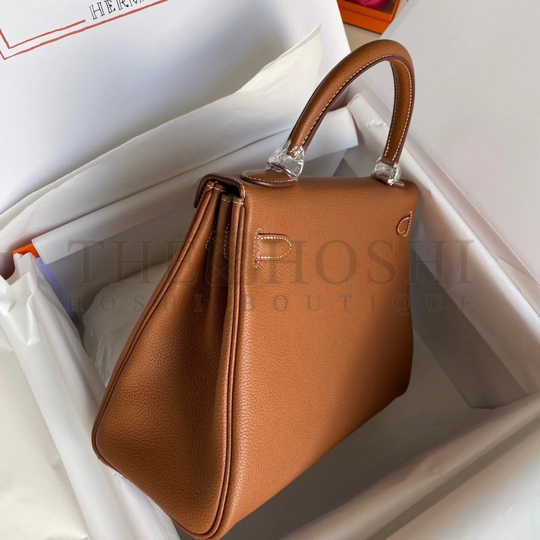 H**me5 Kelly Retourne 32 Handmade Bag In Gold Clemence Leather Master Quality