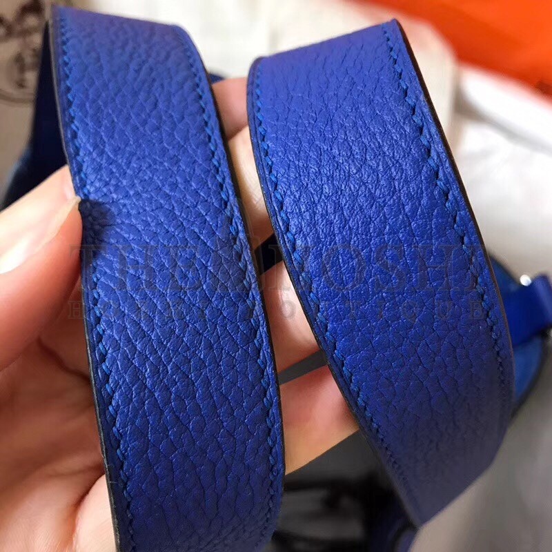 H**me5 Blue Electric Picotin Lock PM 18cm Handmade Bag Master Quality
