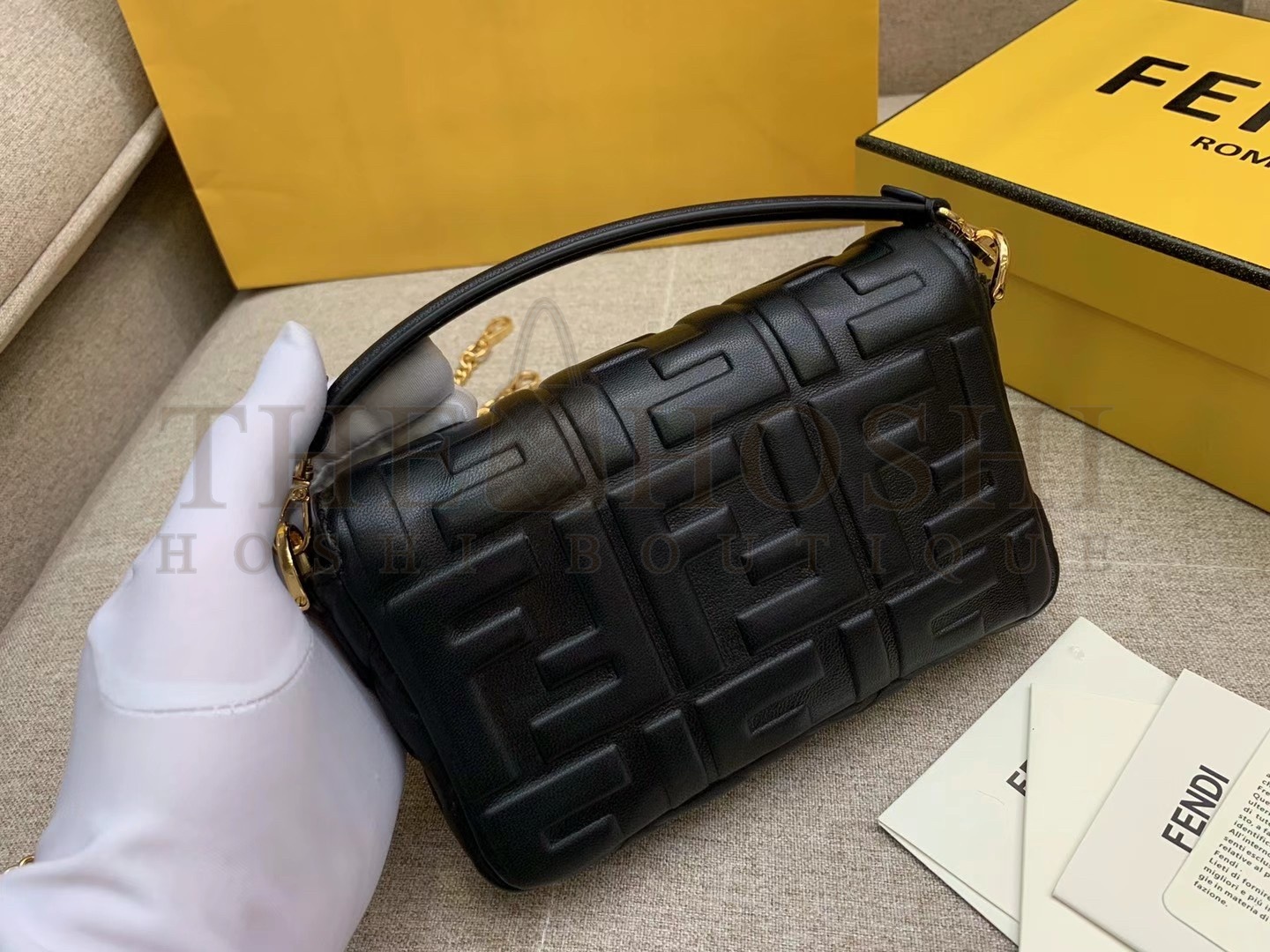 F**di Small Baguette Bag In Black FF Nappa Leather Master Quality