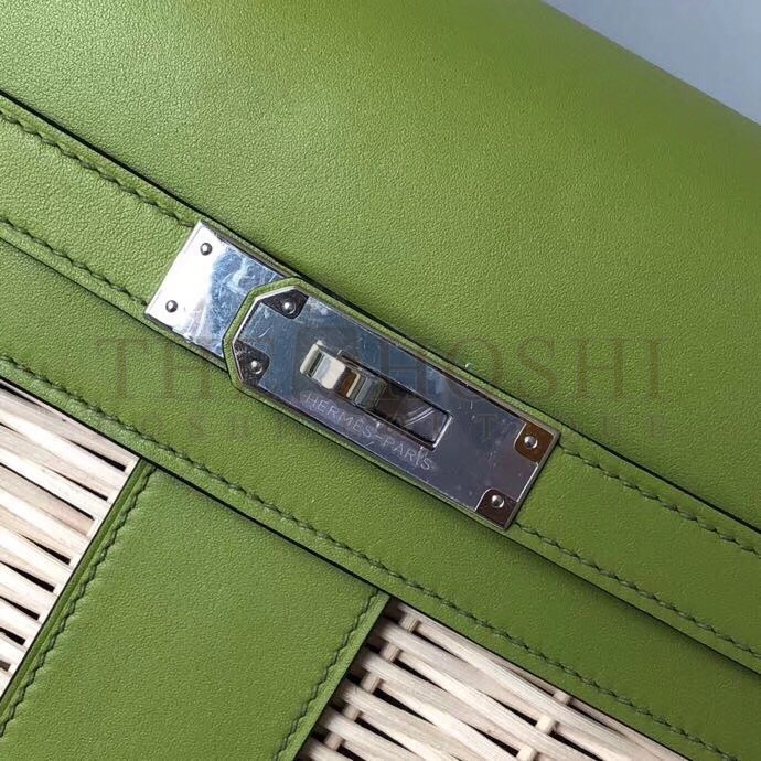 H**me5 Green Picnic Kelly 35cm Wicker Bag Master Quality