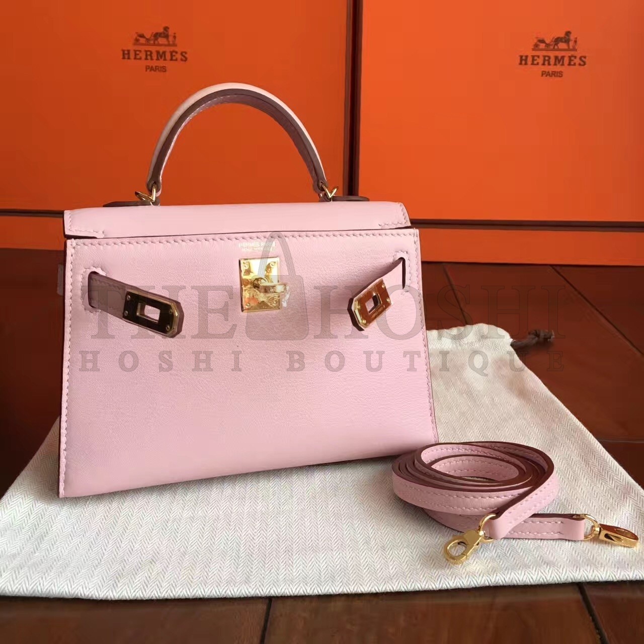 H**me5 Rose Dragee Swift Kelly Mini II Handmade Bag Master Quality