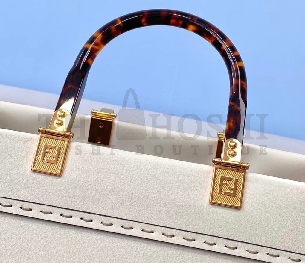 F**di Sunshine Medium Tote Bag In White Calfskin Master Quality