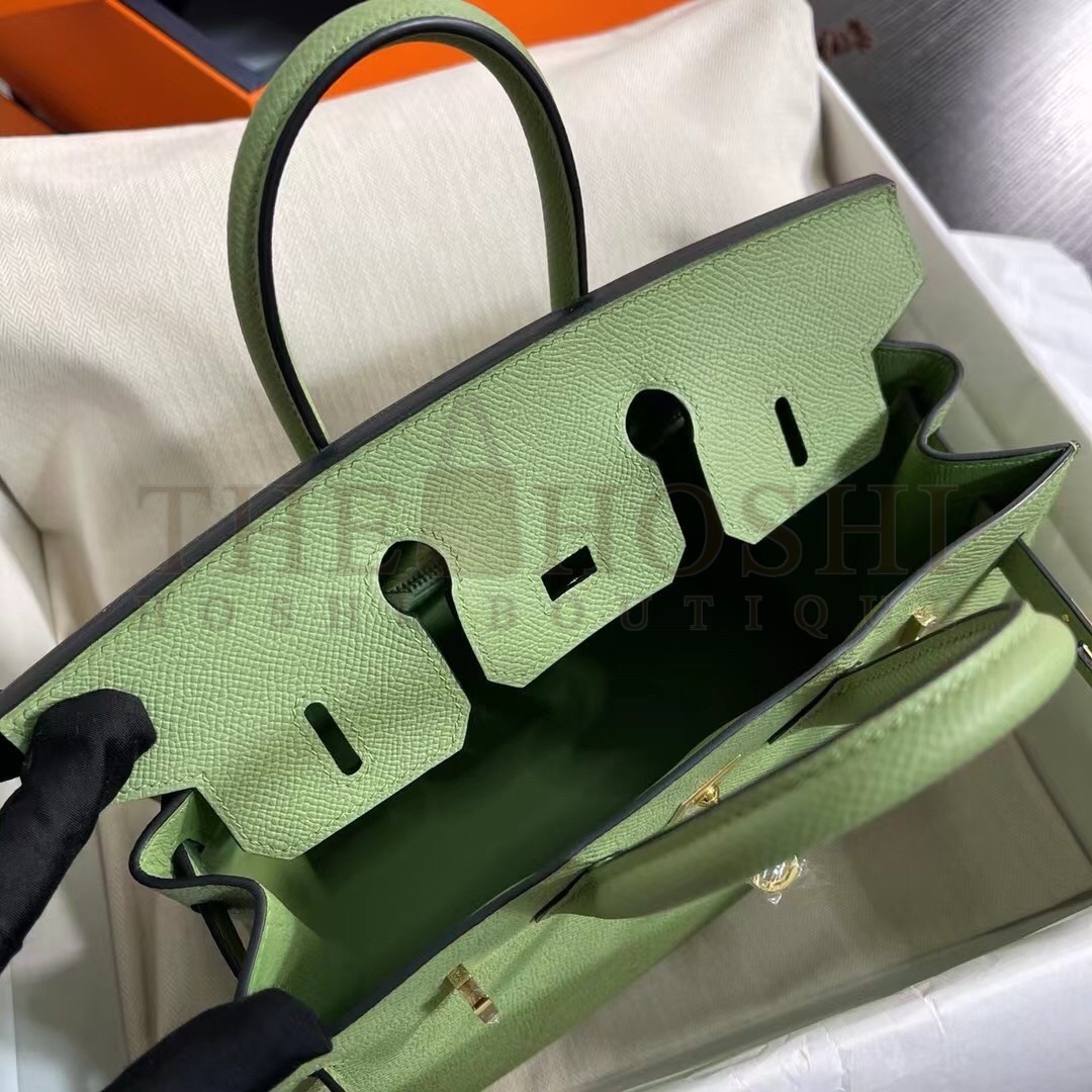H**me5 Birkin 25 Sellier Handmade Bag In Vert Criquet Epsom Calfskin Master Quality