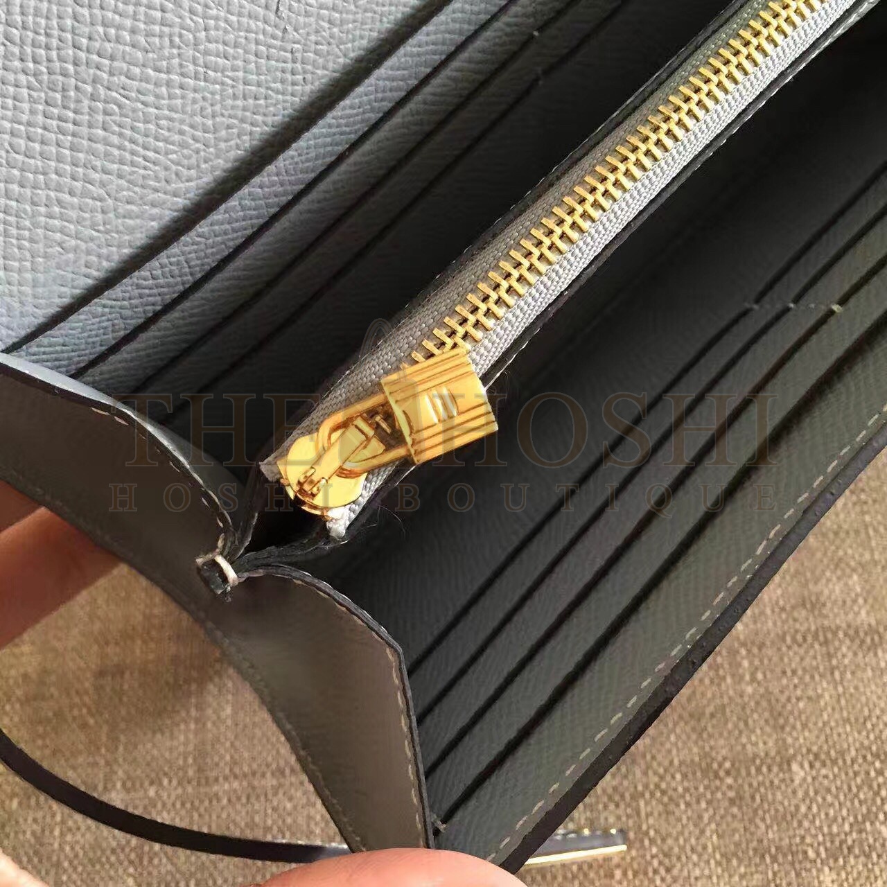 H**me5 Kelly Classic Long Wallet In Ciel Epsom Leather Master Quality