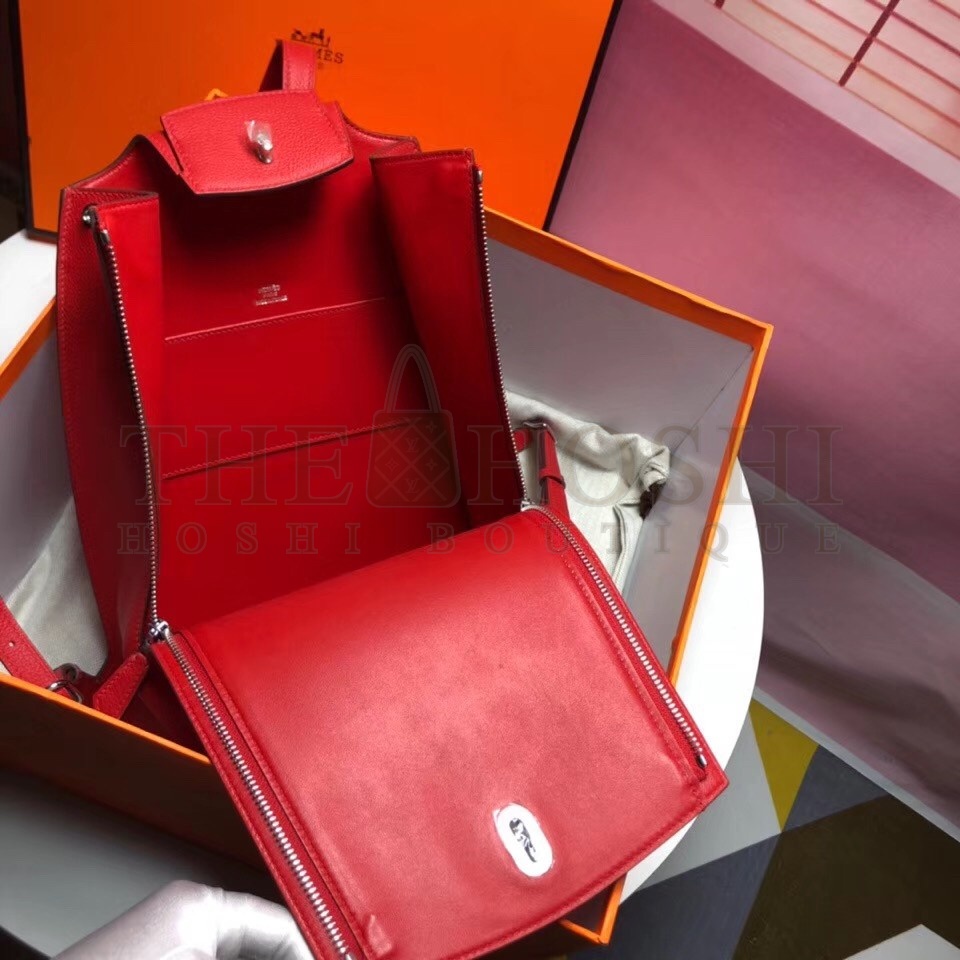 H**me5 GR24 Backpack In Red Everycolor Calfskin Master Quality