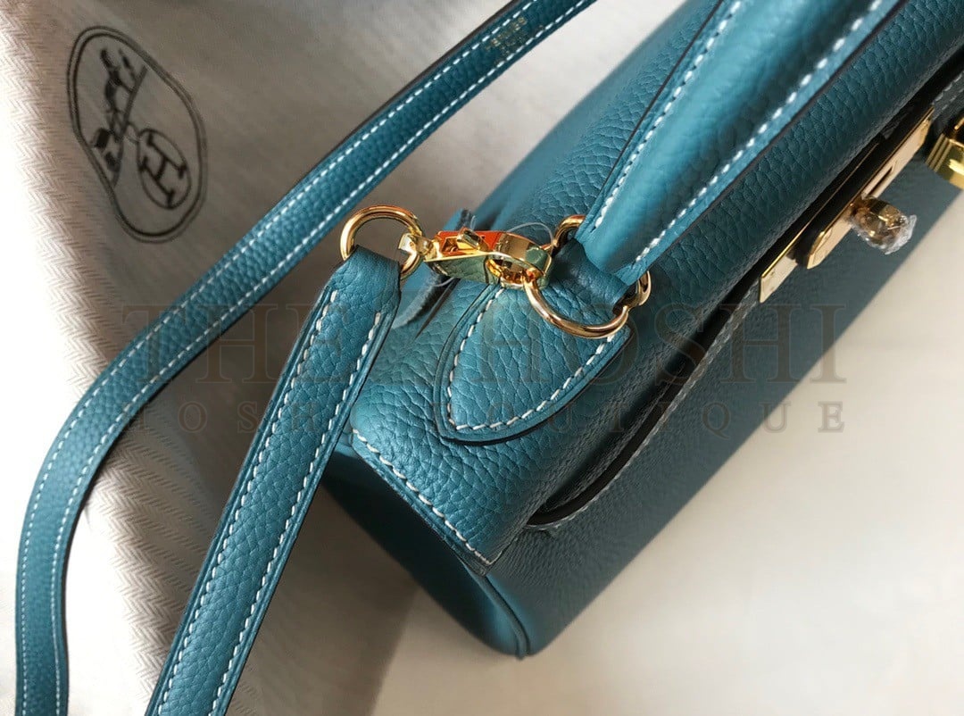 H**me5 Kelly 28cm Retourne Bag in Blue Jean Clemence Leather GHW Master Quality
