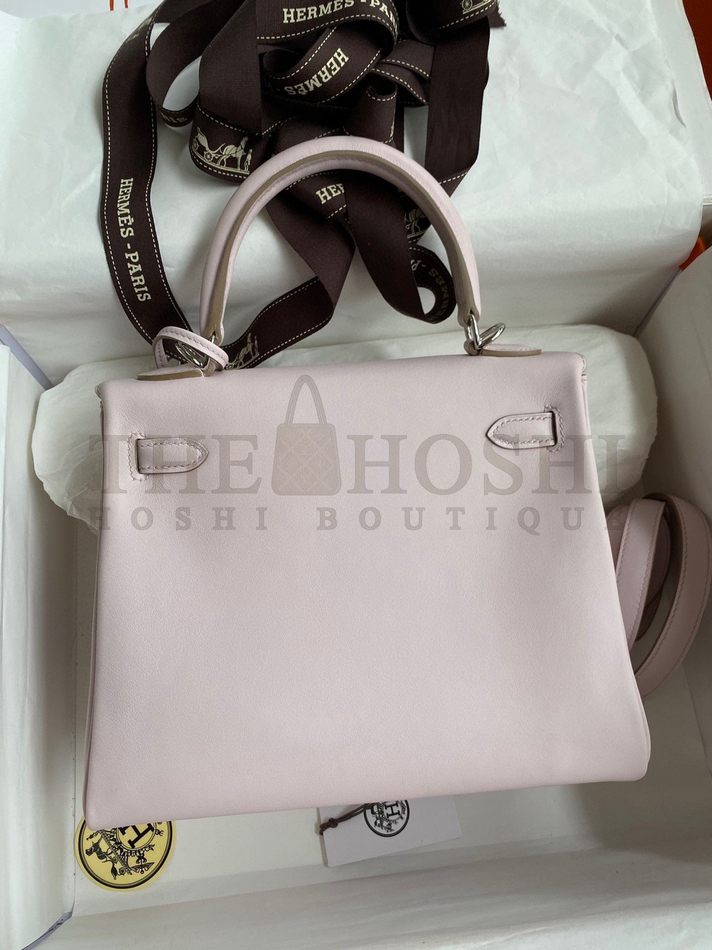 H**me5 Kelly Retourne 25 Handmade Bag In Mauve Pale Swift Calfskin Master Quality