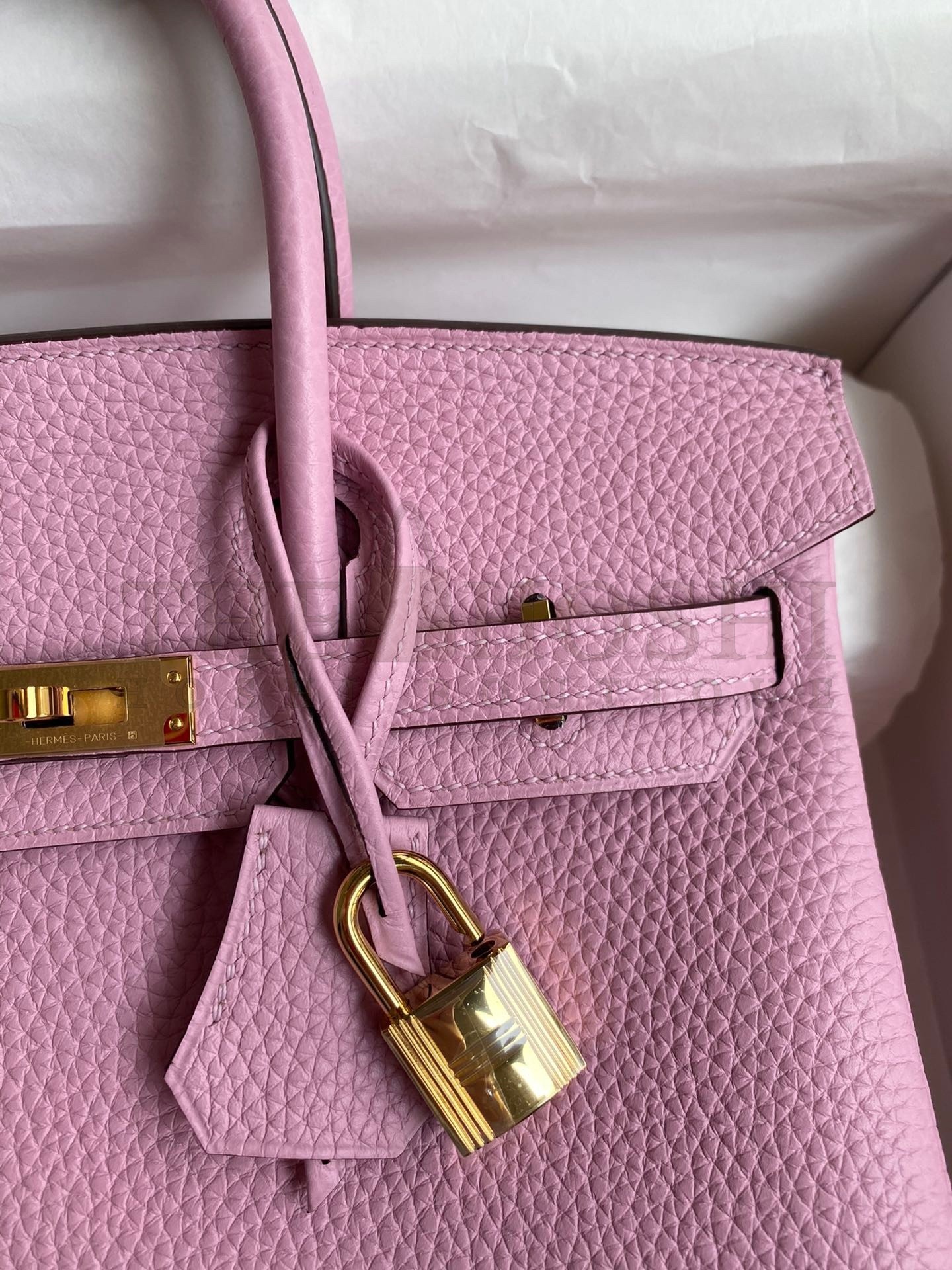 H**me5 Birkin 25 Retourne Handmade Bag In Mauve Sylvestre Clemence Leather Master Quality