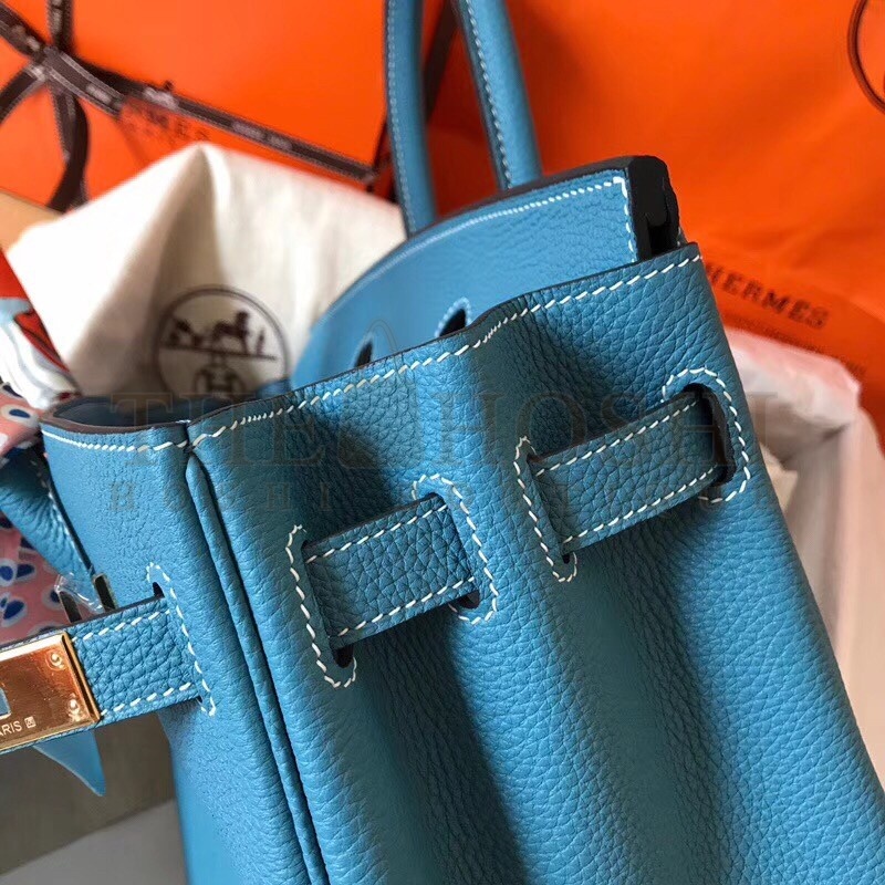 H**me5 Blue Jean Birkin 30cm Clemence Handmade Bag Master Quality