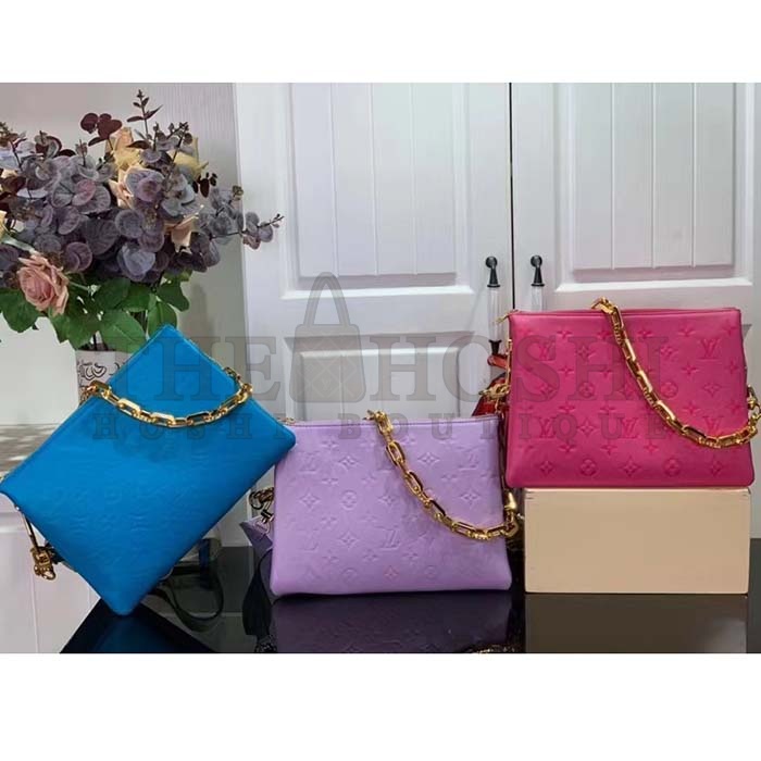 L0vis Vvtt0n LV Women Coussin MM Handbag Blue Lambskin Zip Closure Master Quality