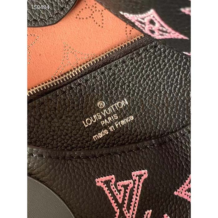 L0vis Vvtt0n LV Women Carmel Hobo Bag Black Perforated Mahina Calf Leather Master Quality