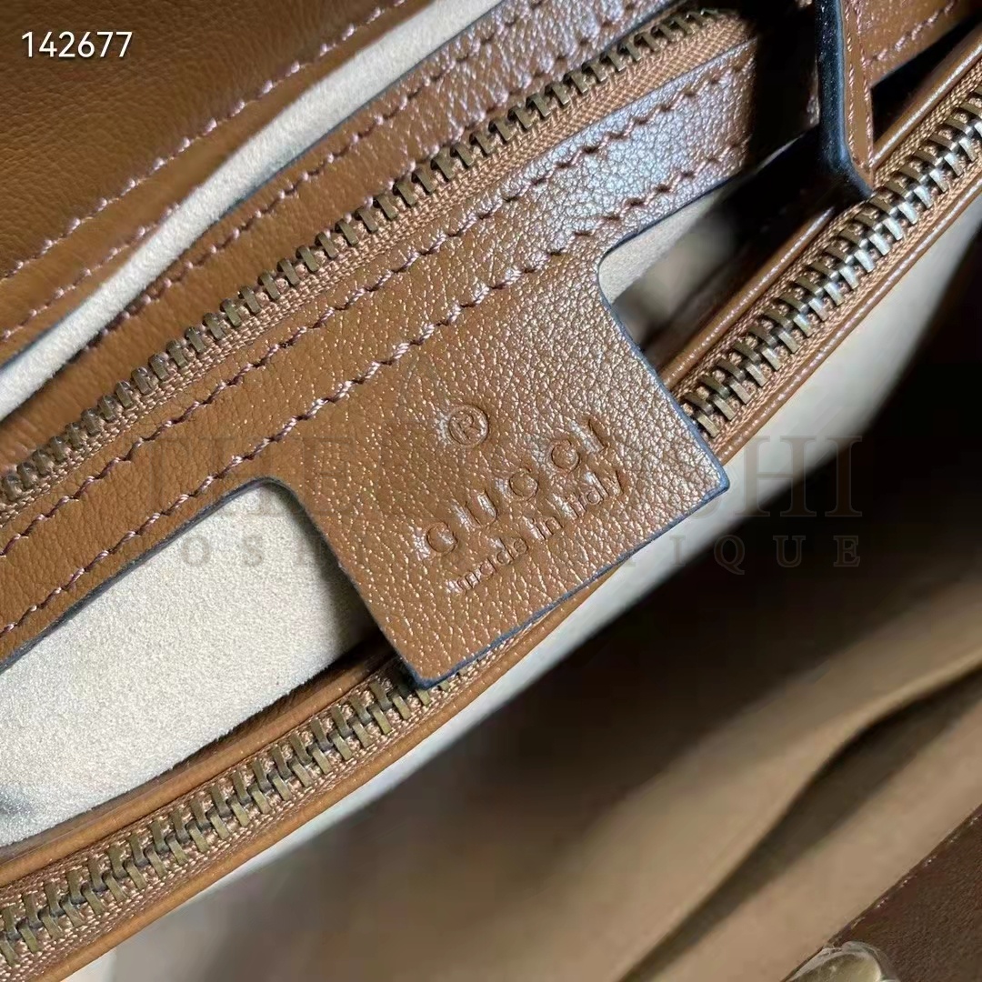 Gvc*1 Women Gvc*1 Diana Medium Tote Bag Double G Brown Leather Bamboo Handles Master Quality
