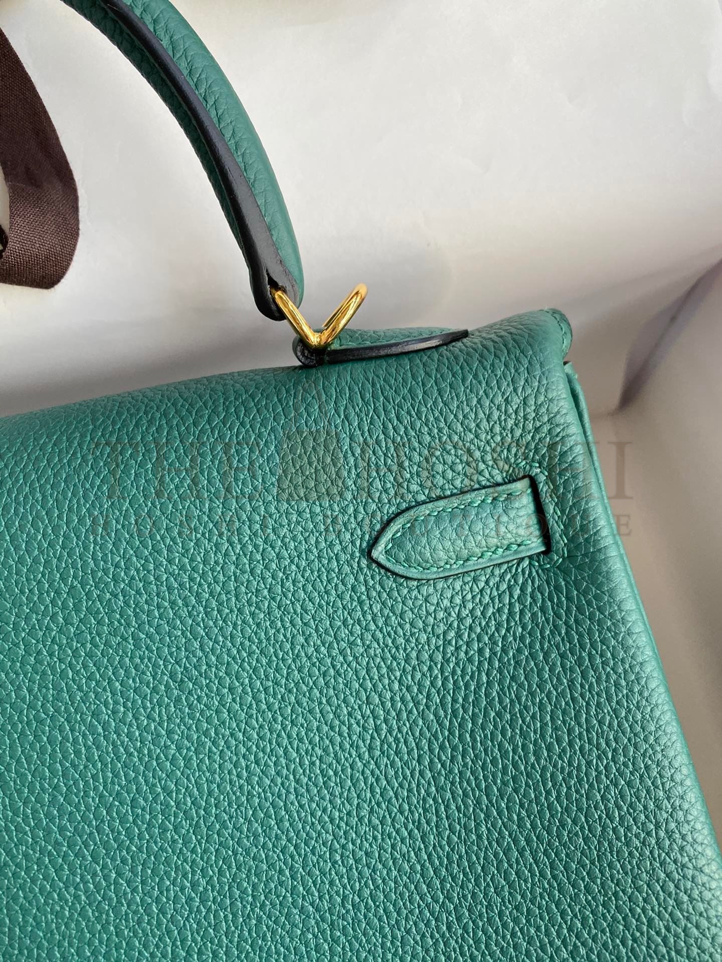 H**me5 Kelly Retourne 25 Handmade Bag In Blue Paon Clemence Leather Master Quality