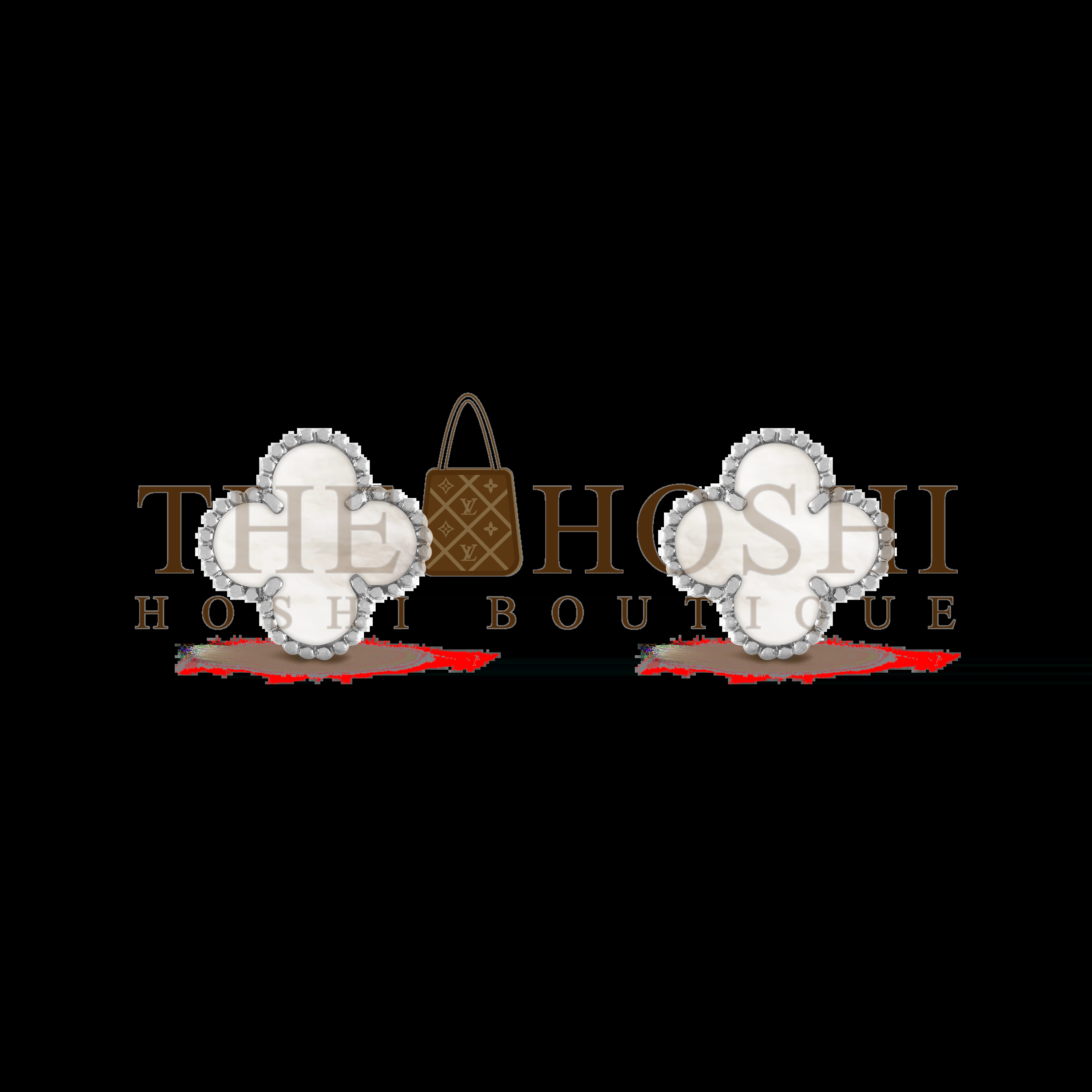 V*n Cl**f & Arpels Mother-of-pearl Clover Earrings in Gray, Vintage Alhambra earrings Master Quality