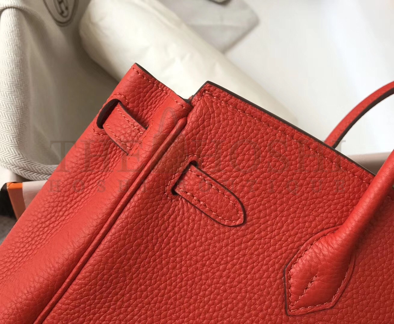 H**me5 Birkin 25cm Bag In Red Clemence Leather Master Quality