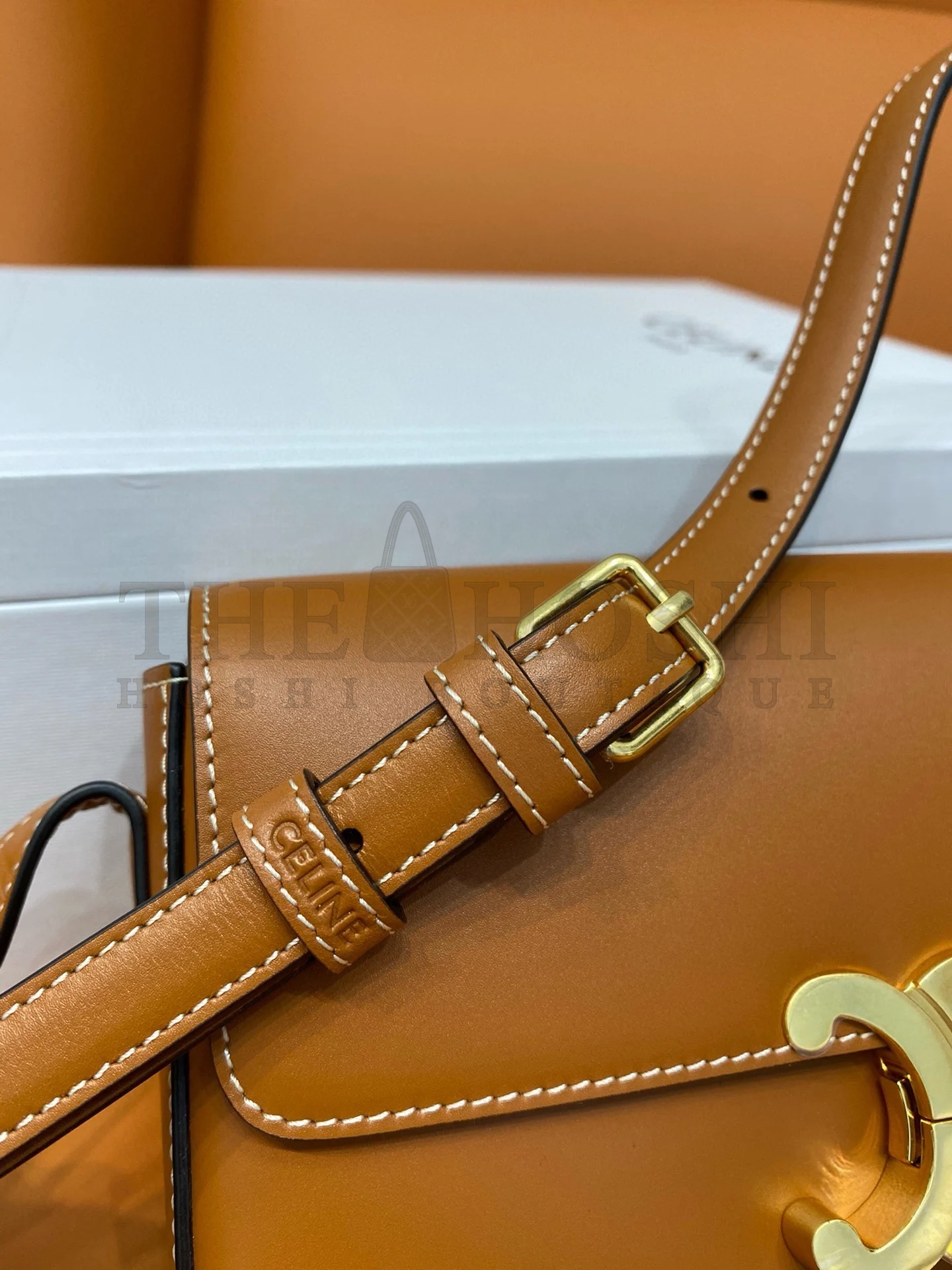 Ce1i*e Claude Shoulder Bag in Brown Calfskin Master Quality