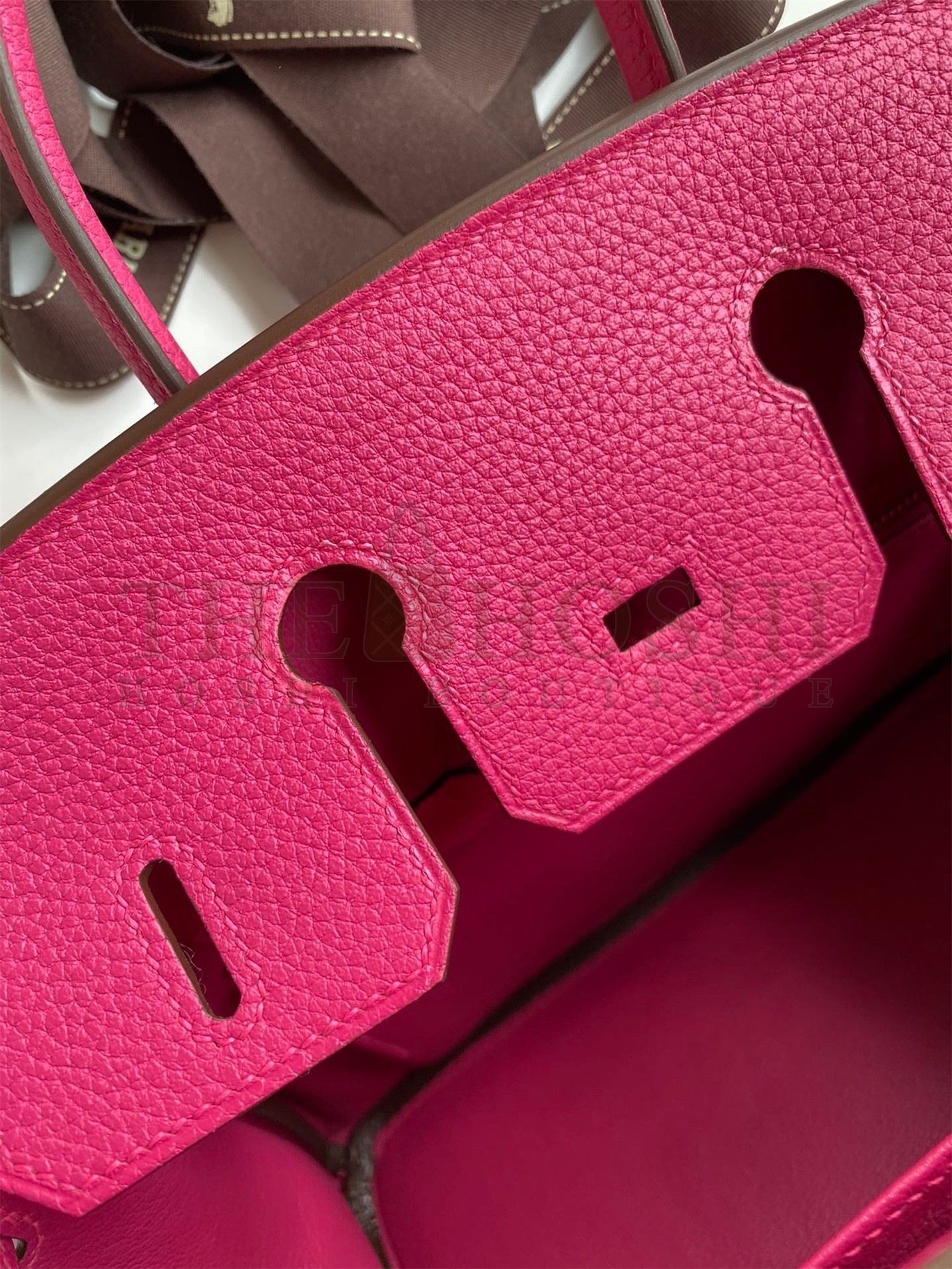 H**me5 Birkin 25 Retourne Handmade Bag In Rose Tyrien Clemence Leather Master Quality