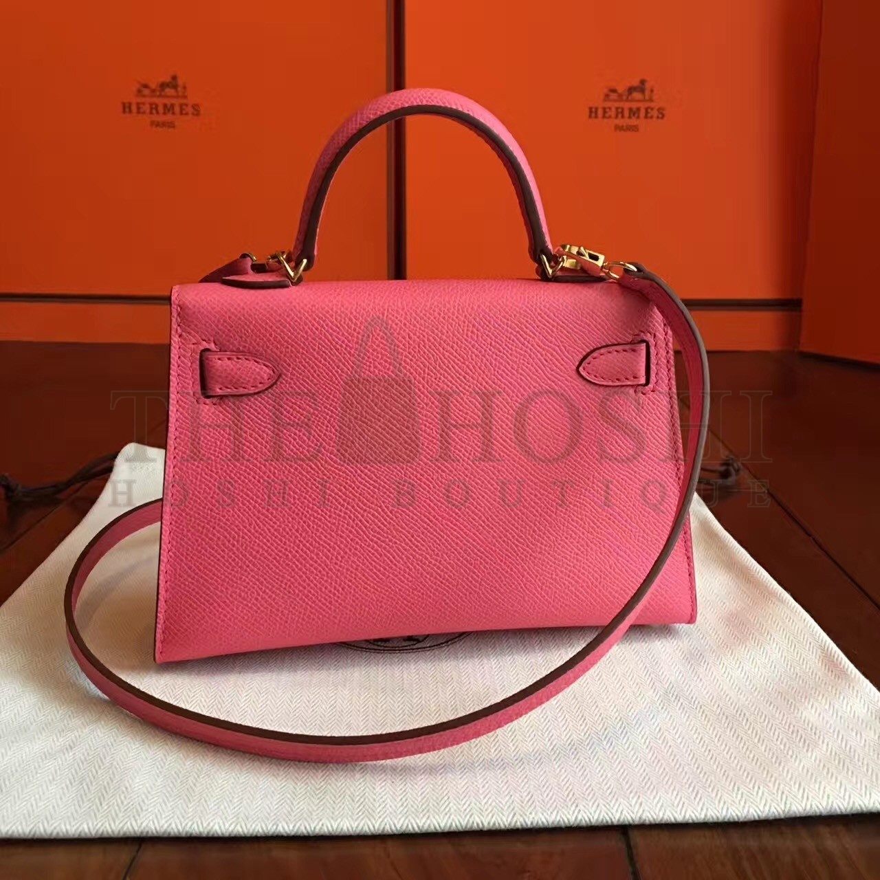 H**me5 Rose Lipstick Epsom Kelly Mini II Handmade Bag Master Quality