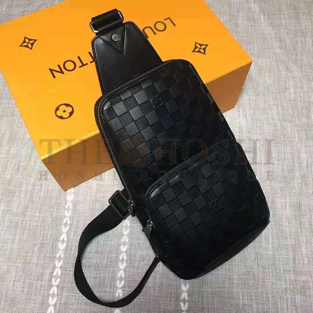 L0vis Vvtt0n LV Men Avenue Sling Bag in Damier Infini Leather-Black Master Quality