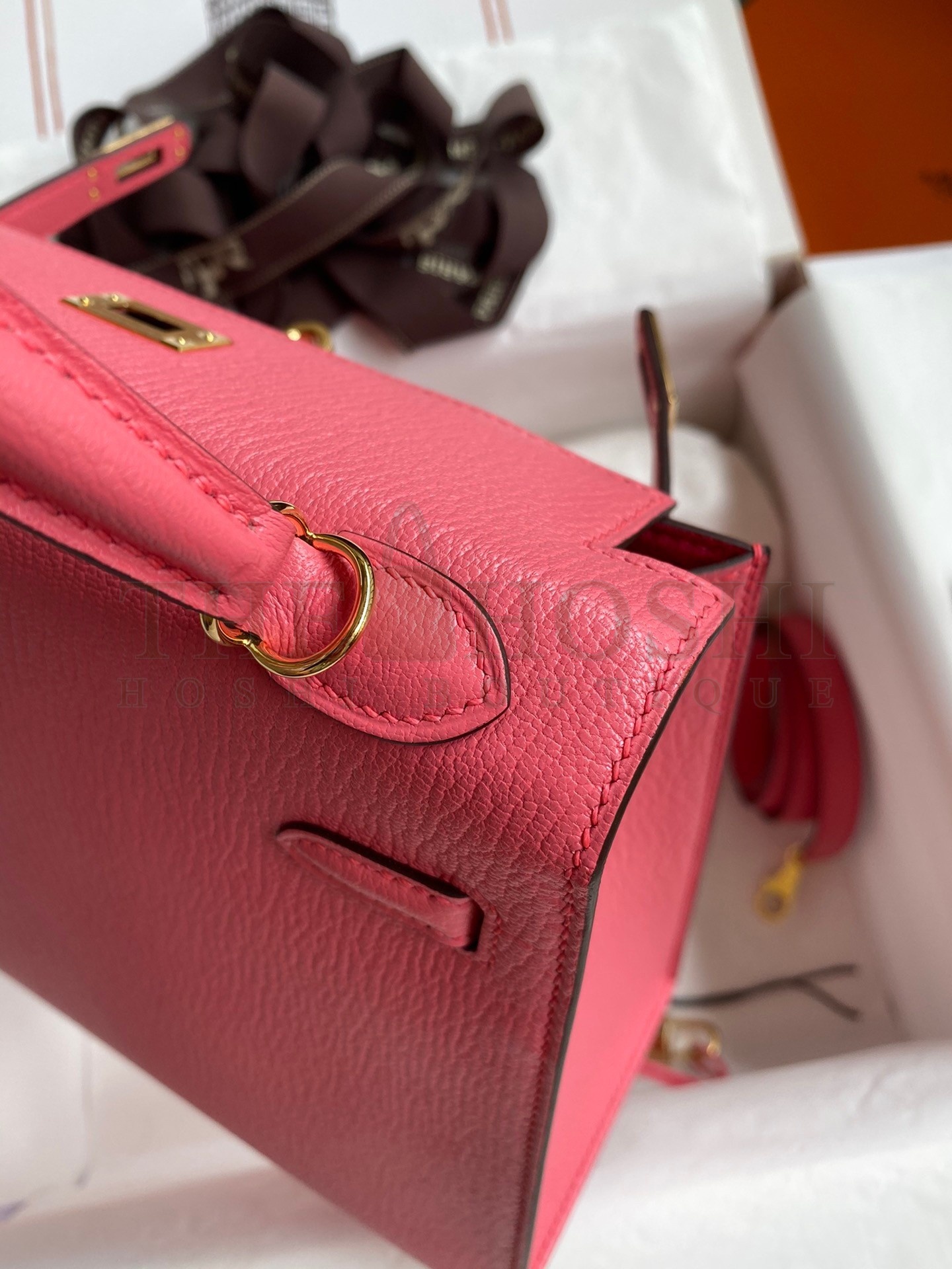 H**me5 Kelly Sellier 25 Handmade Bag In Rose Lipstick Mysore Goatskin Master Quality