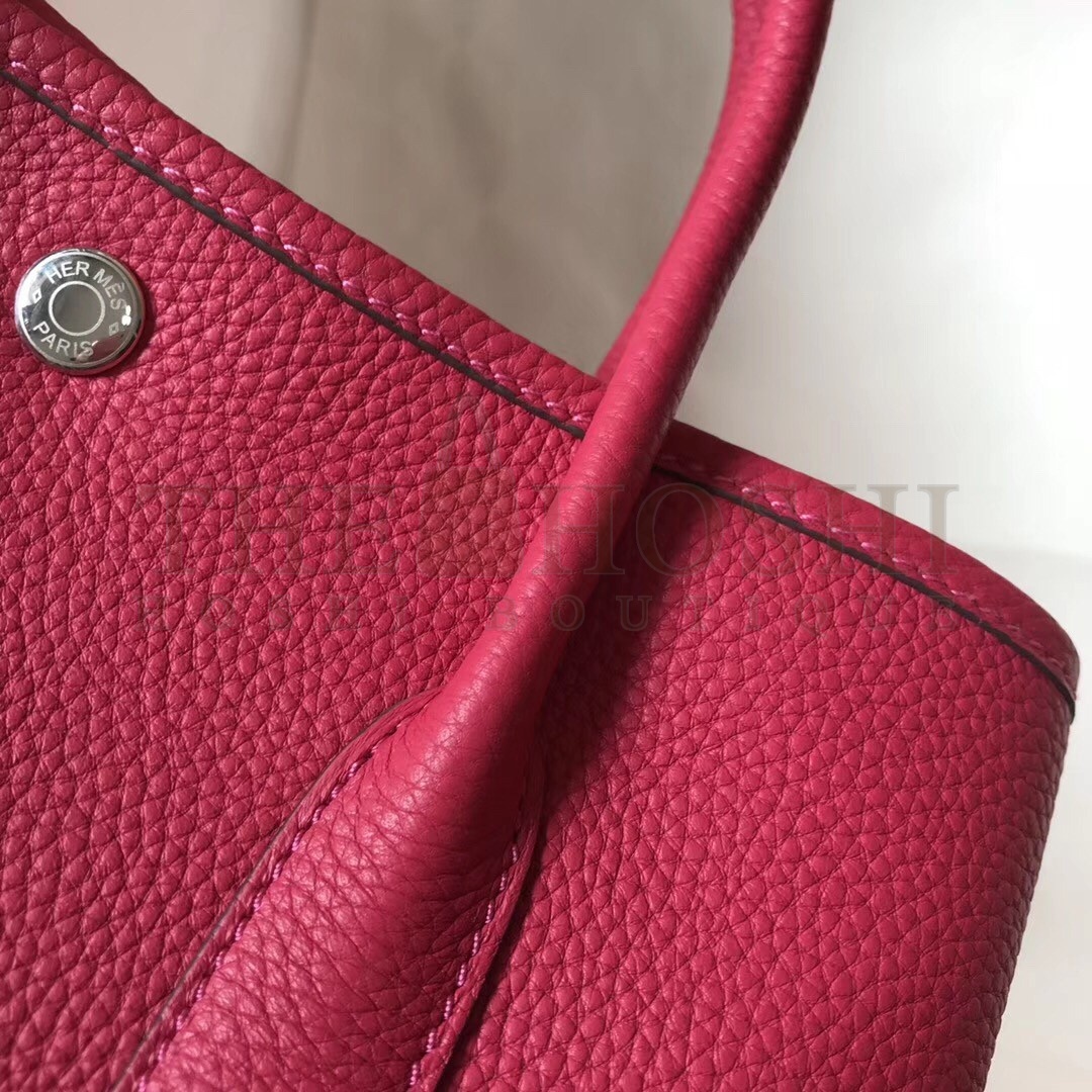 H**me5 Garden Party 30 Bag In Rose Red Clemence Leather Master Quality