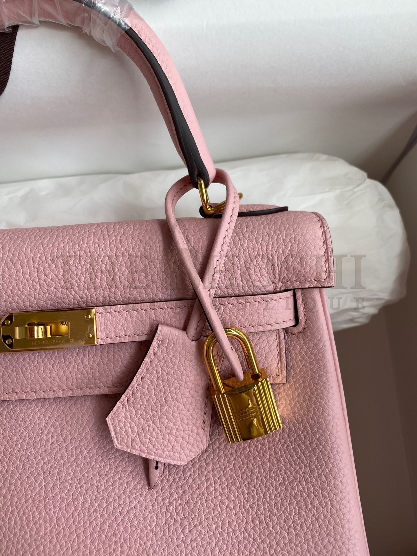 H**me5 Kelly Retourne 25 Handmade Bag In Rose Sakura Clemence Leather Master Quality
