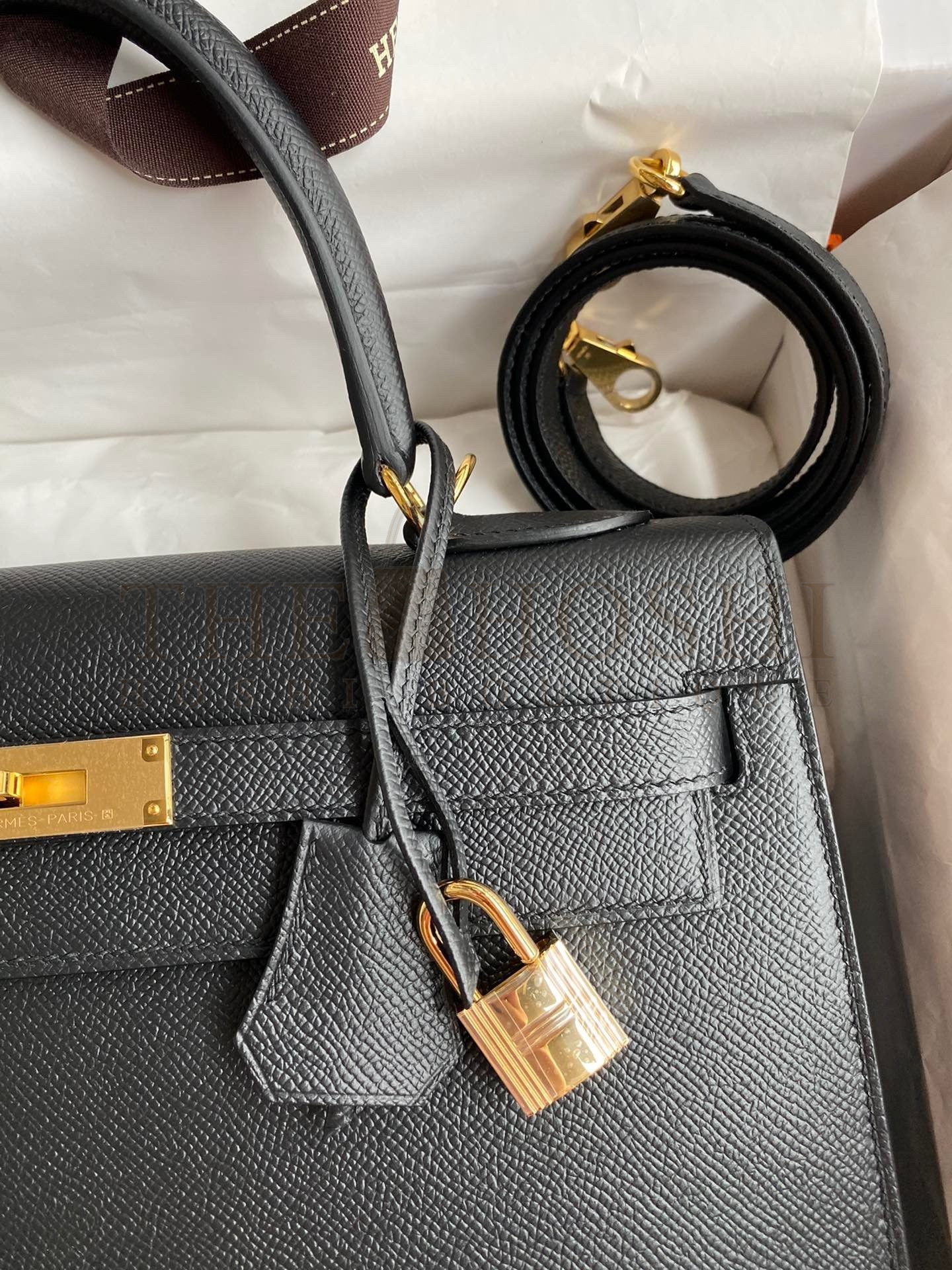 H**me5 Kelly Sellier 32 Handmade Bag In Black Epsom Calfskin Master Quality