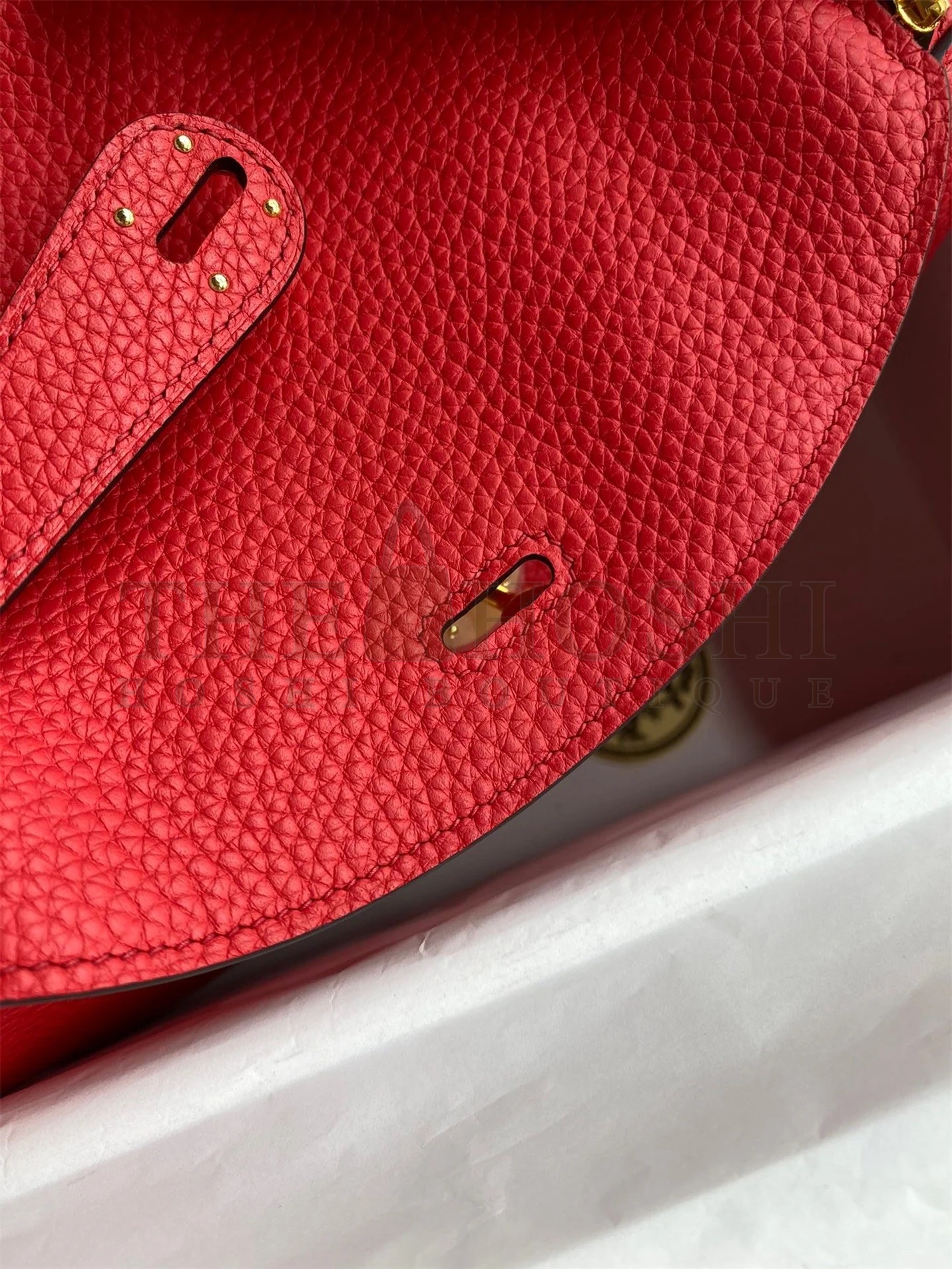 H**me5 Lindy 26 Handmade Bag In Red Clemence Leather Master Quality