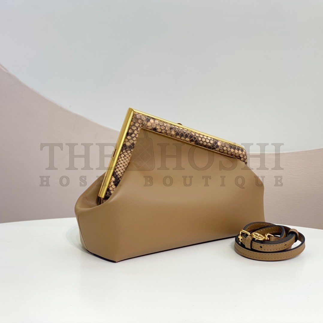 F**di First Small Bag In Light Brown Leather with Python F Master Quality