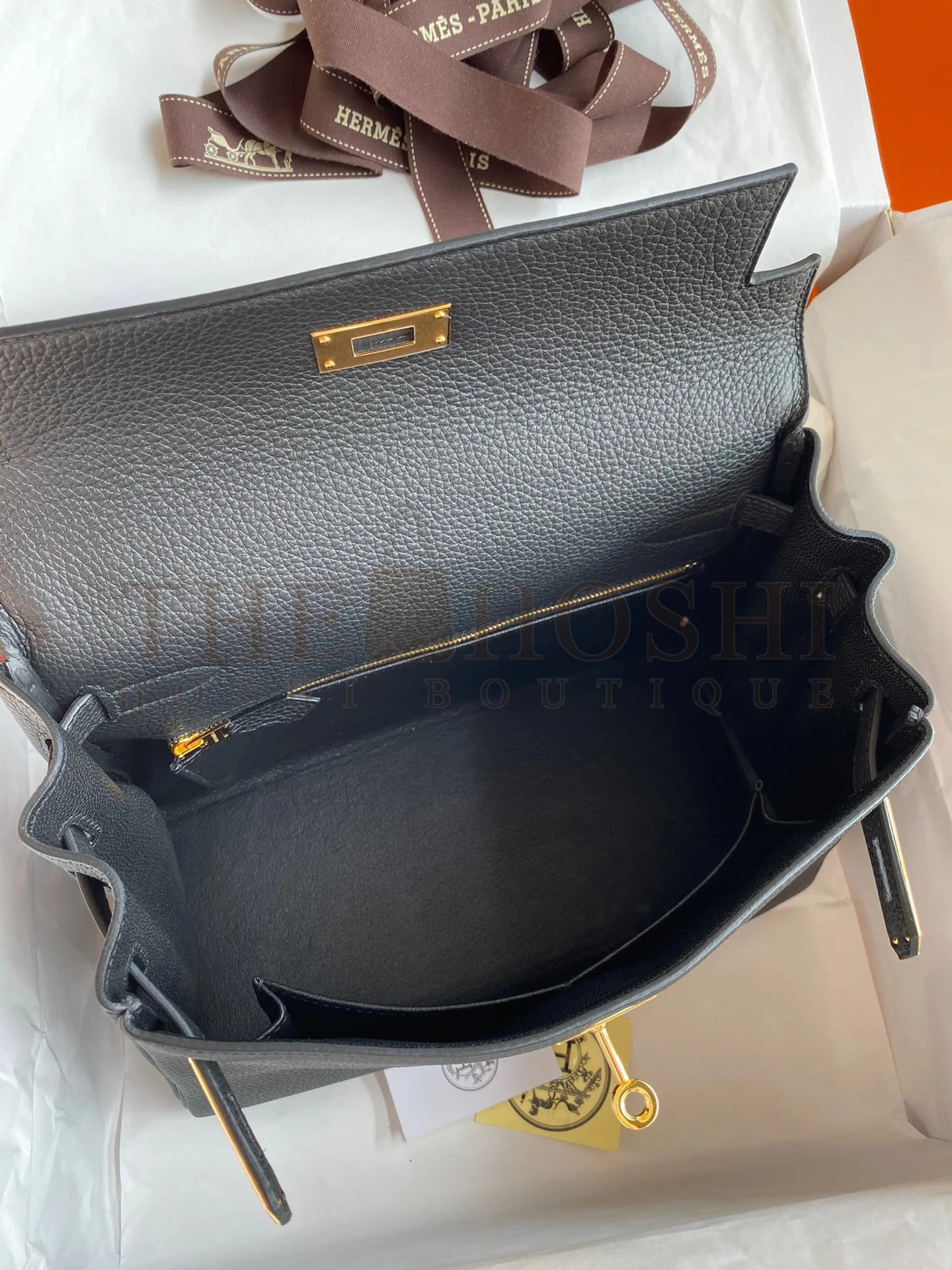H**me5 Kelly Retourne 28 Handmade Bag In Black Clemence Leather Master Quality
