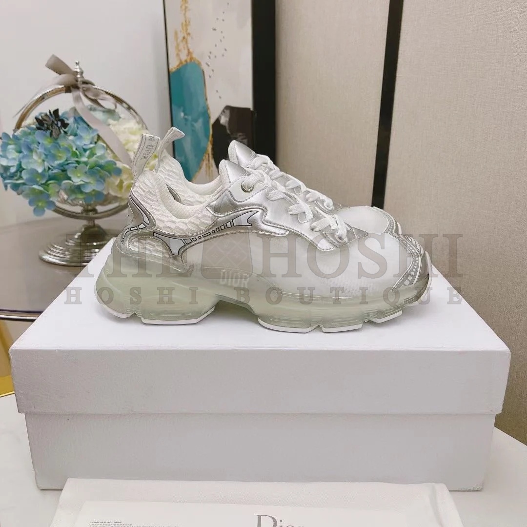 D10r Vibe Sneakers In White Mesh and Silver Leather Master Quality