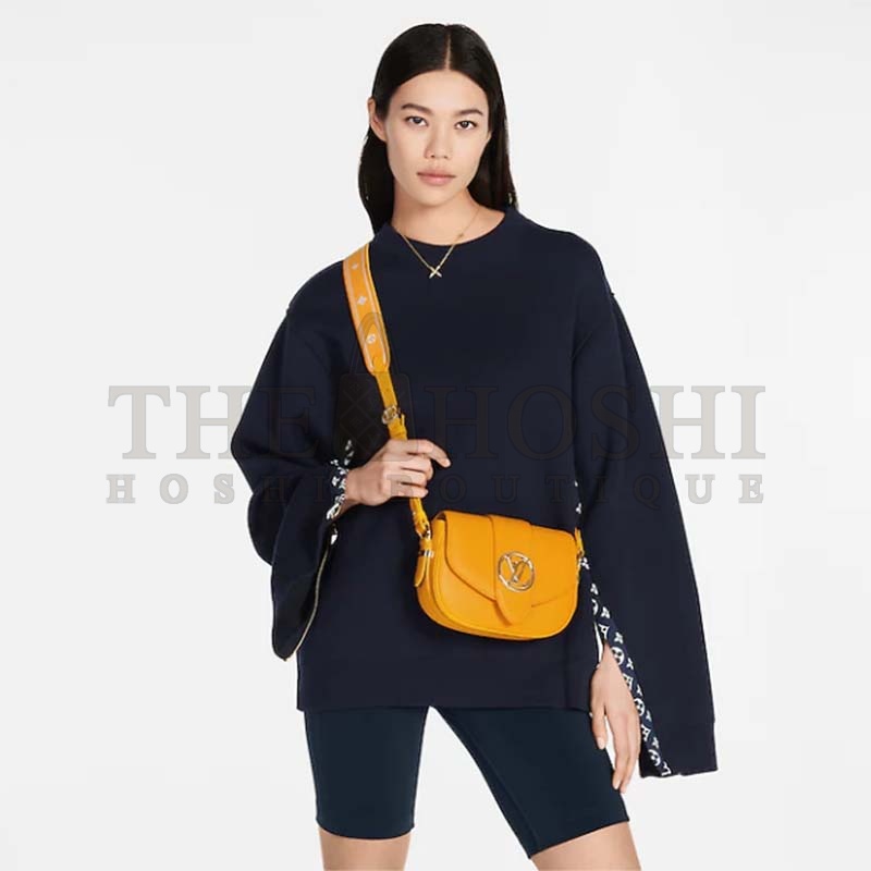 L0vis Vvtt0n LV Women Pont 9 Soft PM Handbag Yellow Grained Calfskin Cowhide Master Quality