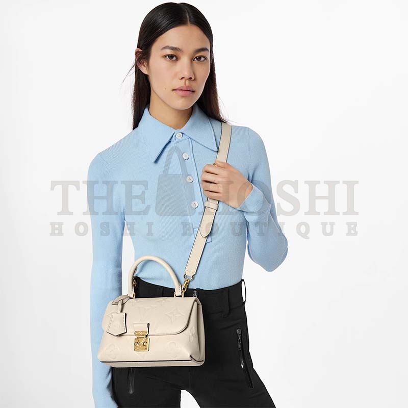 L0vis Vvtt0n LV Women Madeleine BB Handbag Crème Beige Embossed Grained Cowhide Master Quality