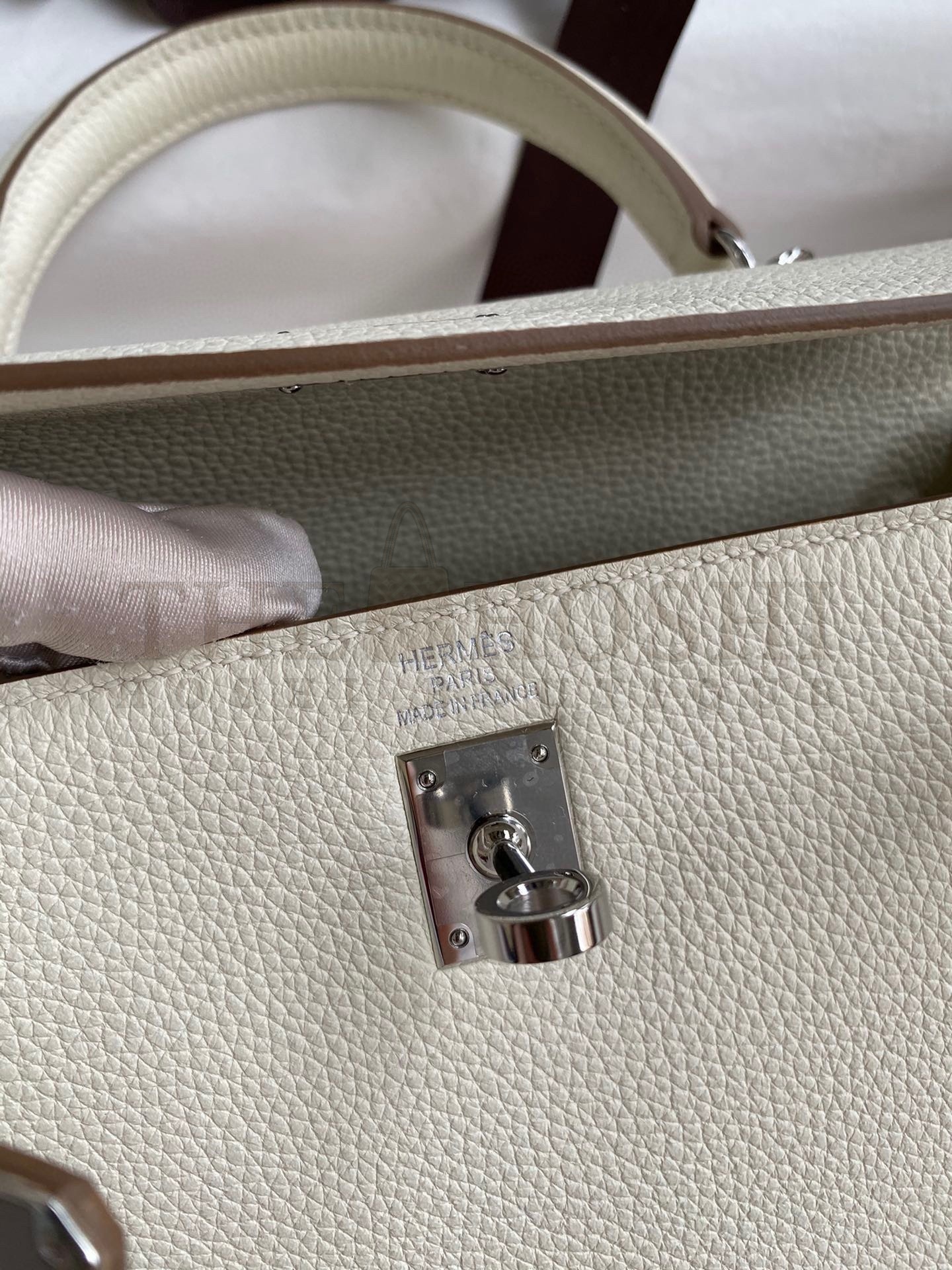 H**me5 Kelly Retourne 25 Handmade Bag In Mushroom Clemence Leather Master Quality