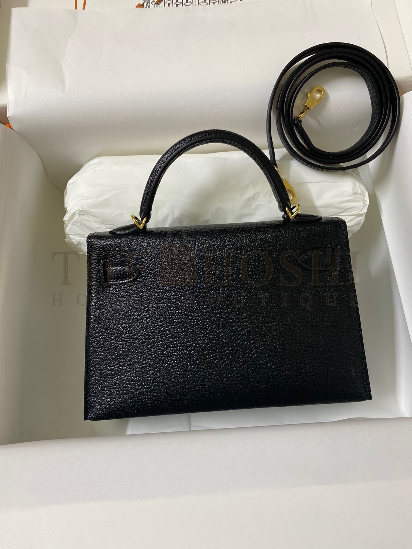 H**me5 Kelly Mini II Sellier Handmade Bag In Black Chevre Mysore Leather Master Quality