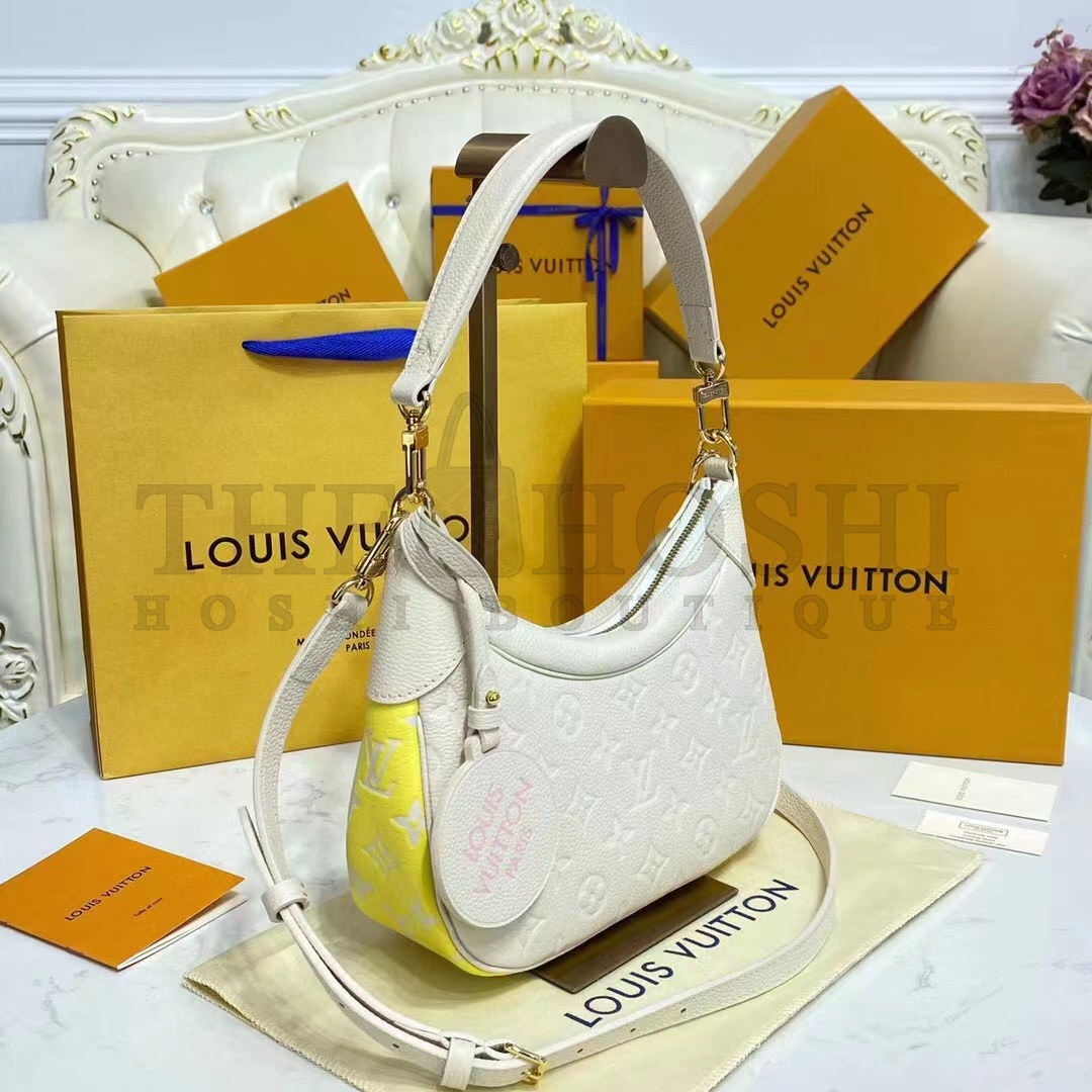 L0vis Vvtt0n LV Women Bagatelle Beige Handbag Printed Embossed Grained Cowhide Leather Master Quality