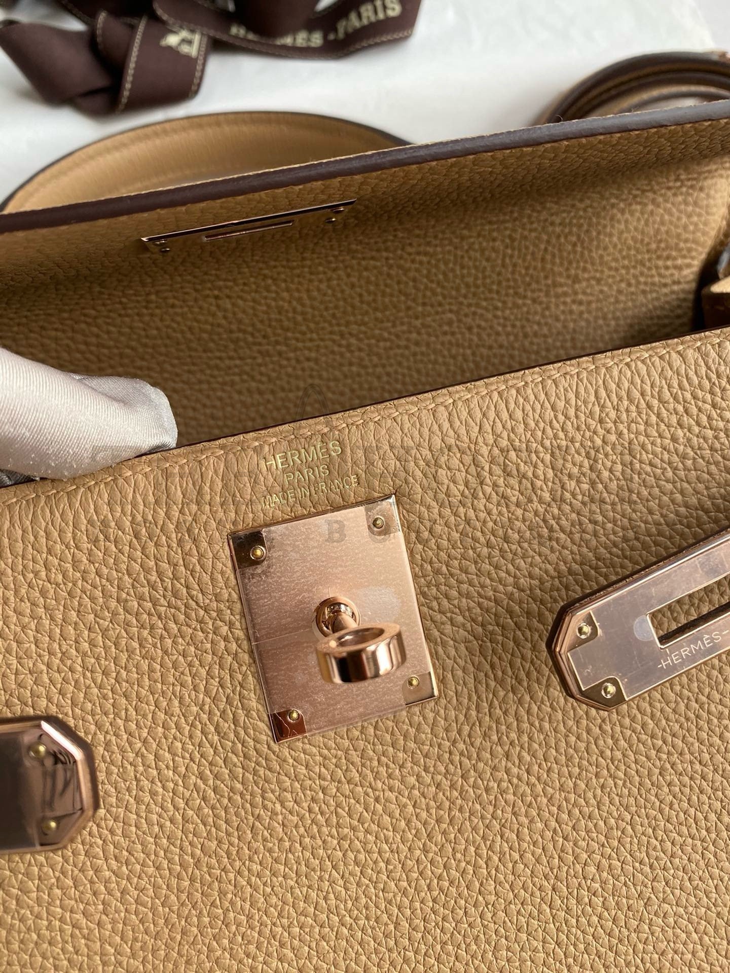 H**me5 Kelly Retourne 28 Handmade Bag In Chai Clemence Leather Master Quality