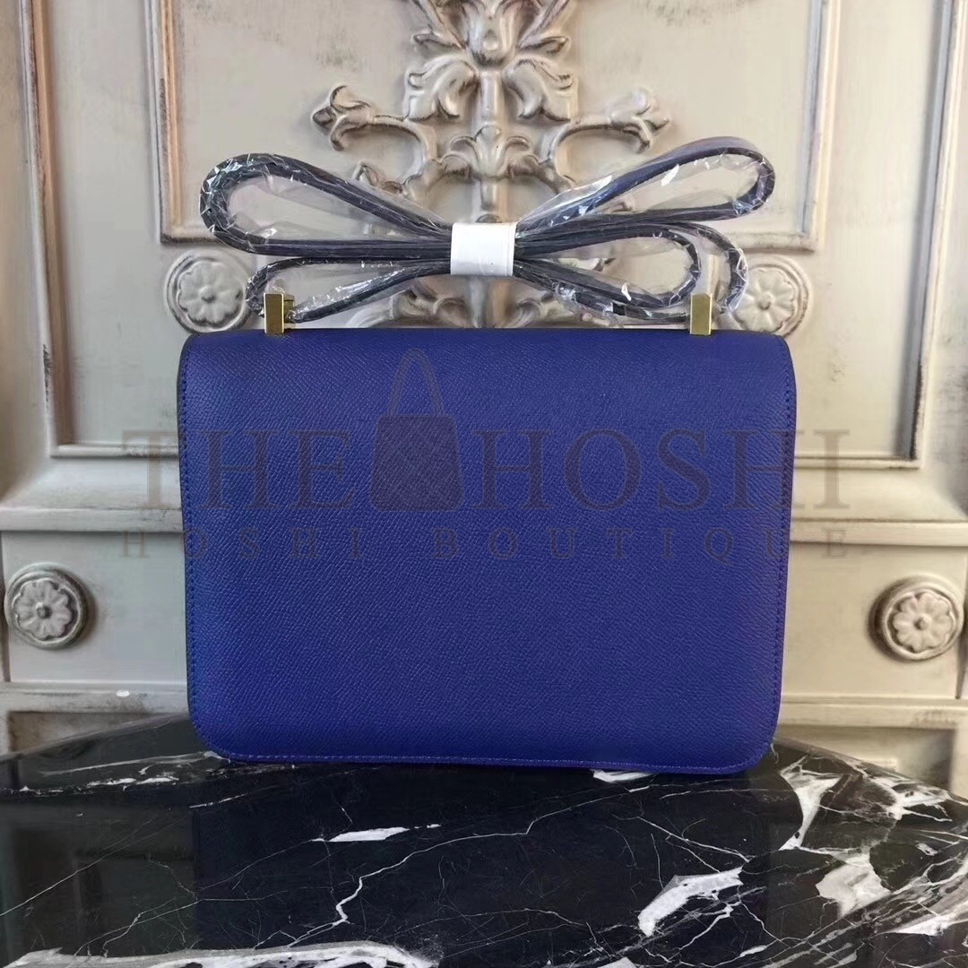 H**me5 Blue Electric Constance MM 24cm Epsom Leather Bag Master Quality