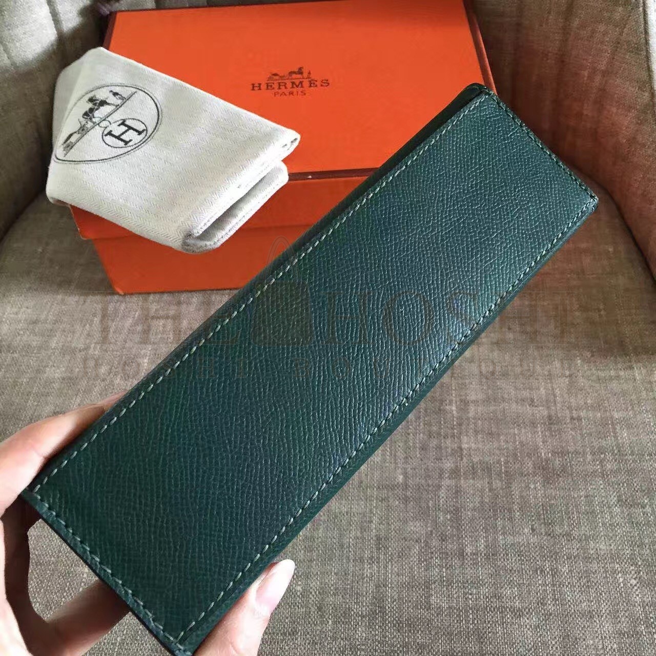 H**me5 Dark Green Kelly Pochette Epsom Handmade Bag Master Quality