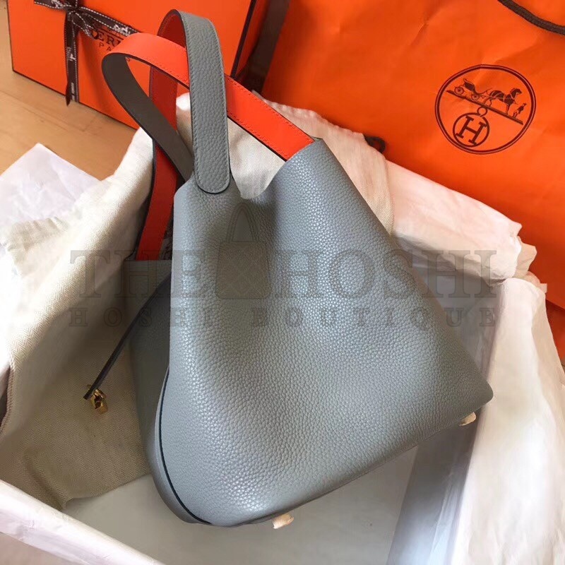 H**me5 Bicolor Picotin Lock MM 22cm Blue Lin Bag Master Quality