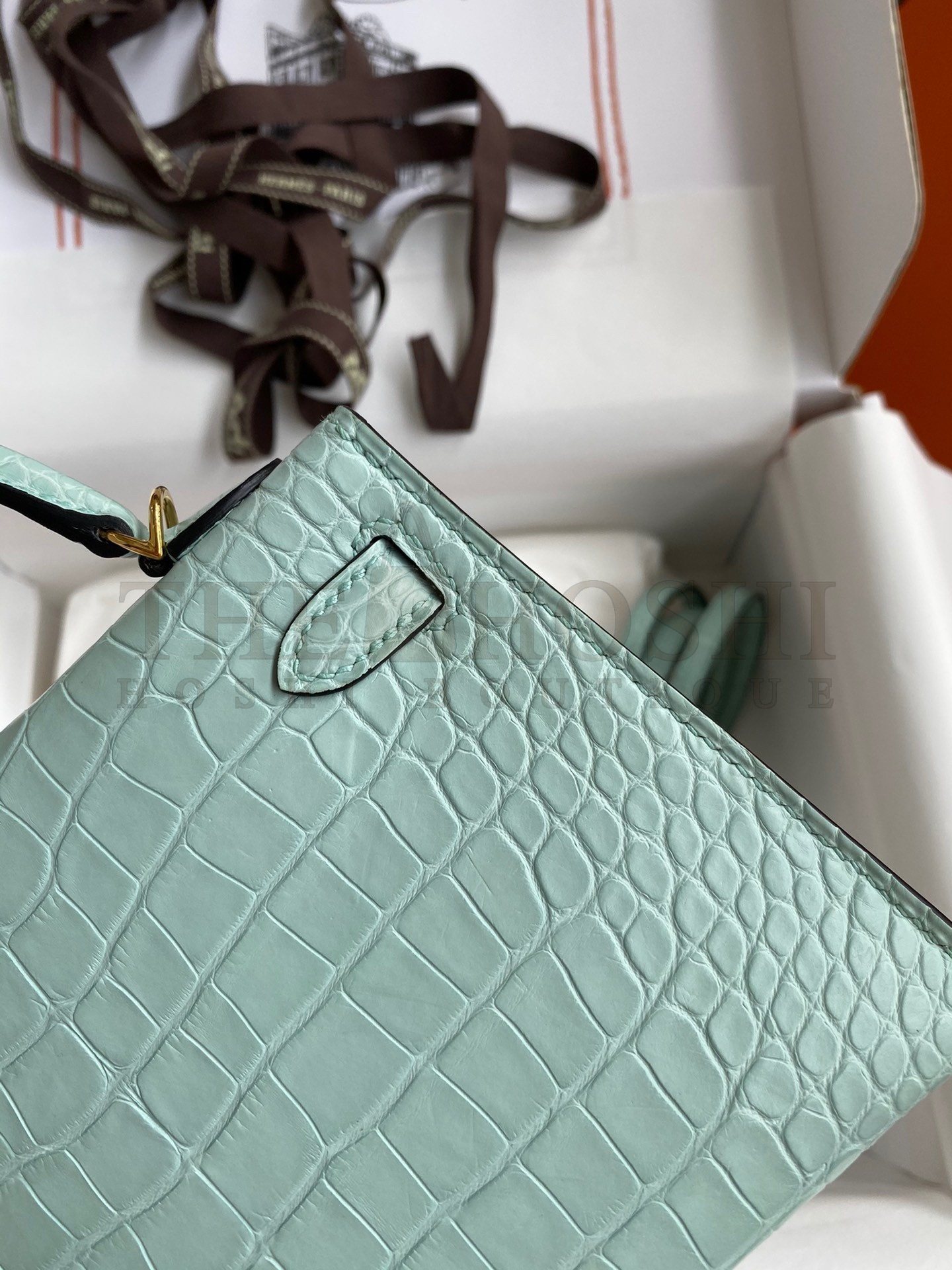 H**me5 Kelly Mini II Sellier Handmade Bag In Vert D