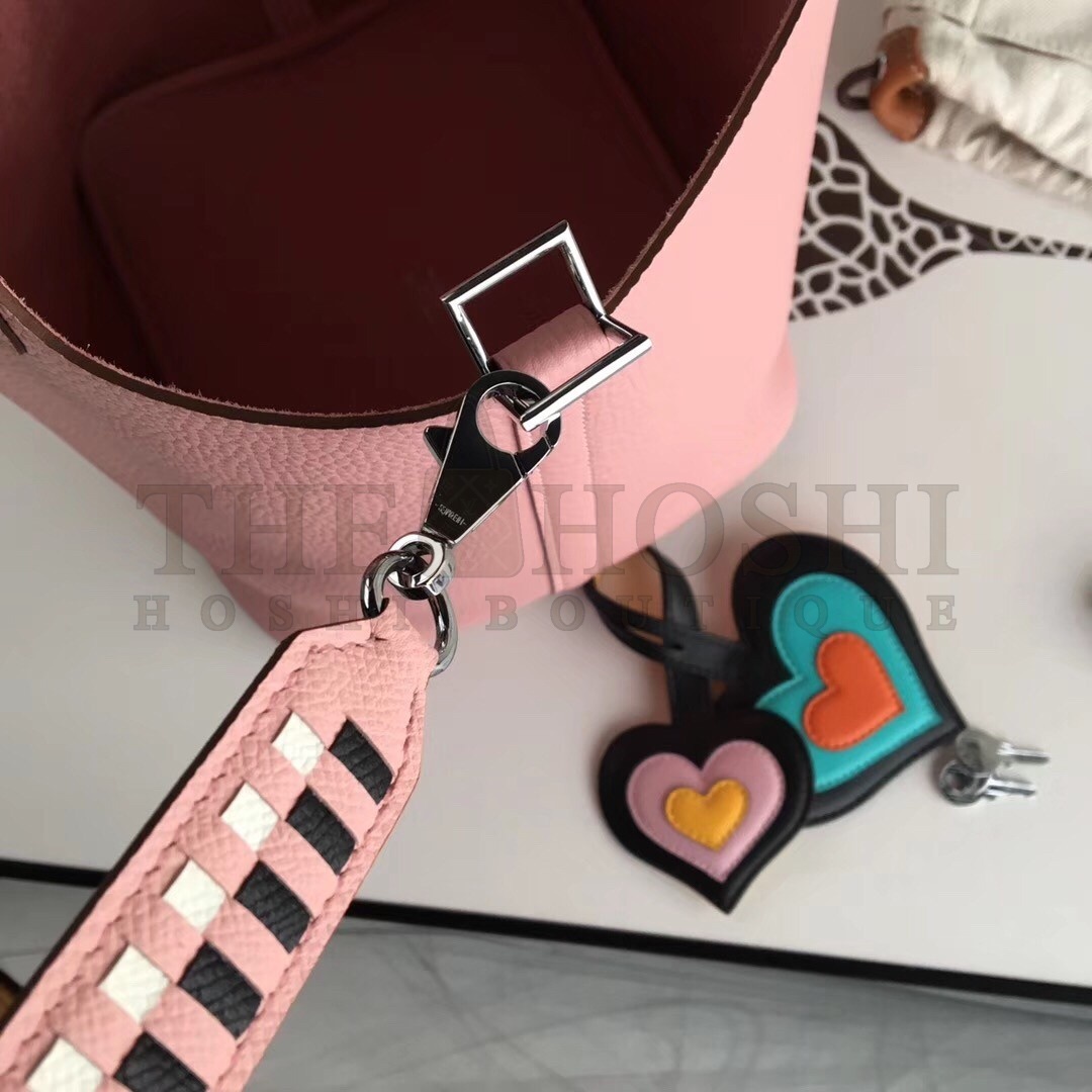 H**me5 Pink Picotin Lock 22cm Braided Handle Bag Master Quality