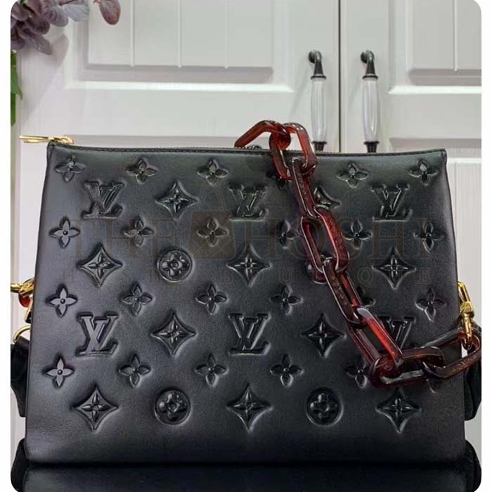 L0vis Vvtt0n LV Women Coussin PM Handbag Black Calfskin Cowhide Leather Master Quality