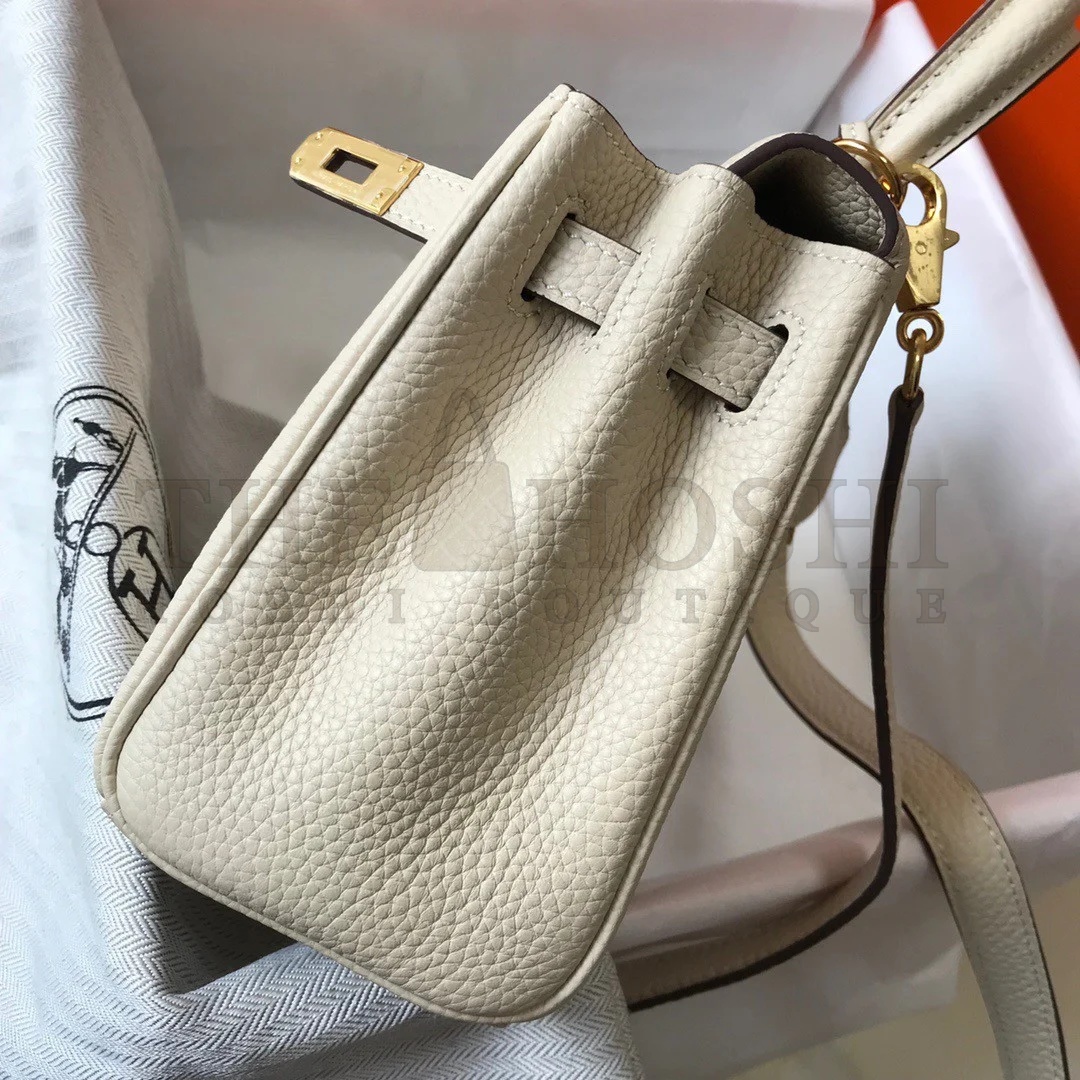 H**me5 Kelly 20cm Bag In Craie Clemence Leather GHW Master Quality