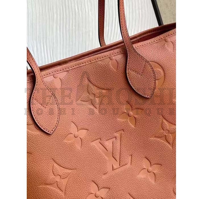 L0vis Vvtt0n LV Women Neverfull MM Tote Brown Embossed Cowhide Leather Master Quality