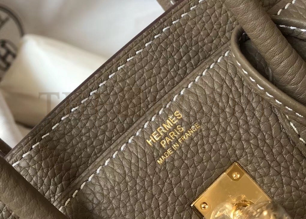 H**me5 Birkin 25 Bag In Taupe Clemence Leather with GHW Master Quality