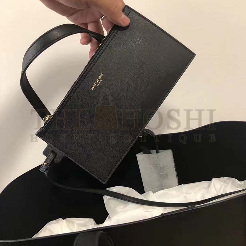 Sa1nt Lau*nt Y51 Women Shopping Sa1nt Lau*nt Tote Black Leather and light brown 38×28×13cm Master Quality