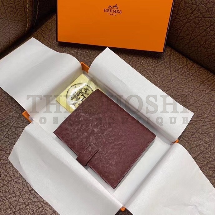 H**me5 Bearn Compact Wallet In Bordeaux Epsom Leather Master Quality